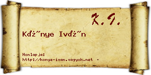 Könye Iván névjegykártya
