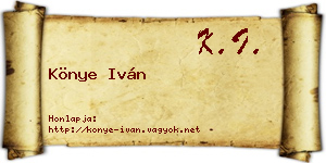 Könye Iván névjegykártya